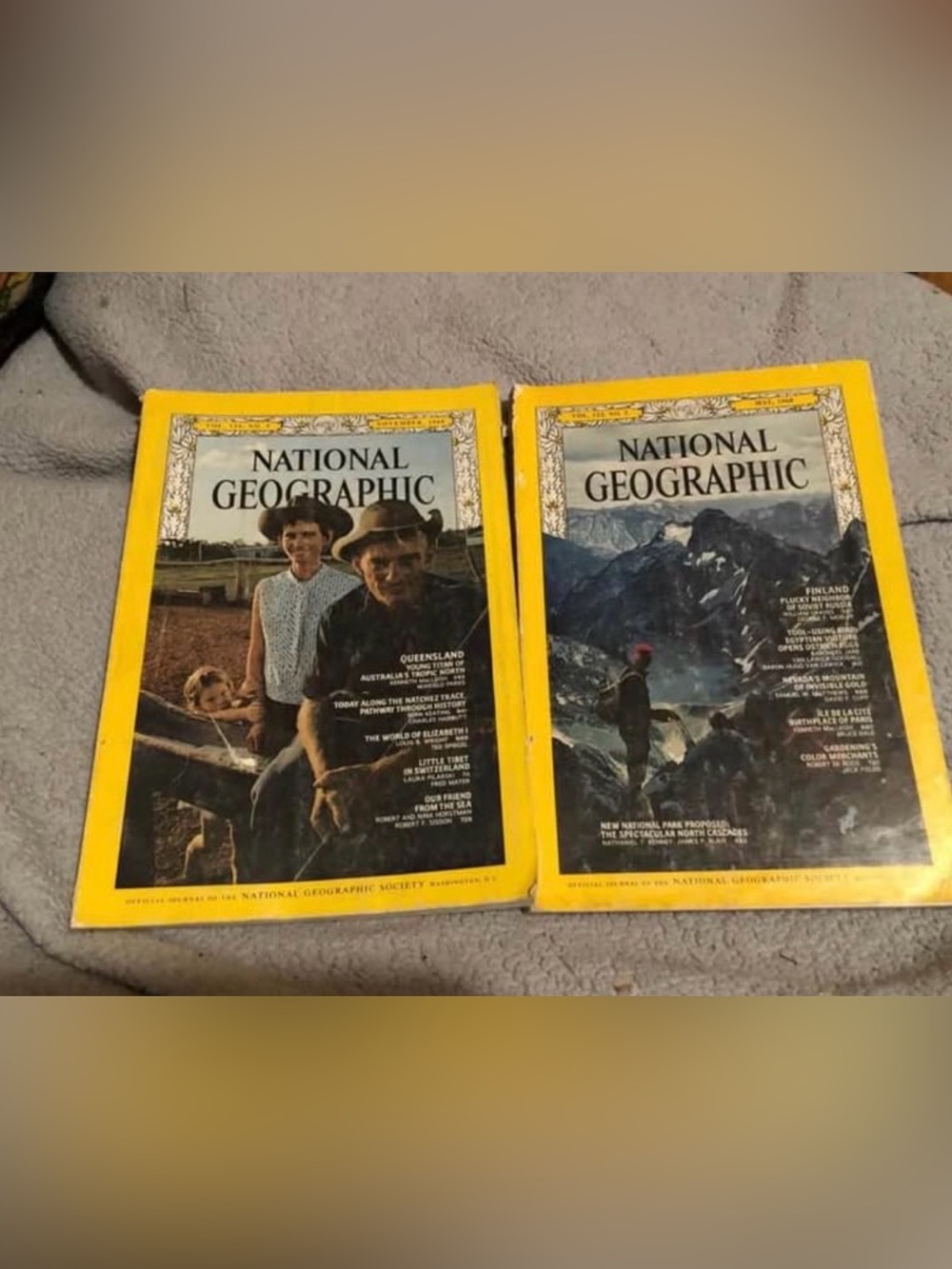 National Geographic Magazines with Iconic Yellow Borders